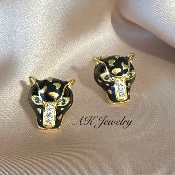 💎MEN/WOMAN Style Black PANTHER Leopard Earrings, Panther, Cheetah - Picture 2 of 5